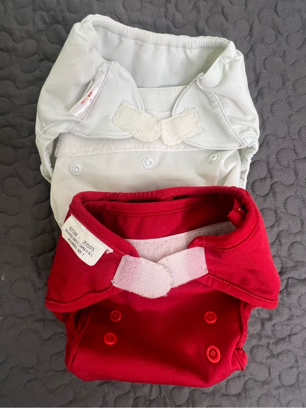 Velcro Cloth Diaper Covers - Red & Light Gray/lime 2 pack bundle set